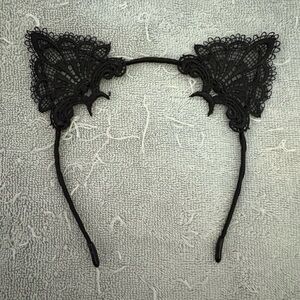 SHEIN Black Lace Cat Ear Headband